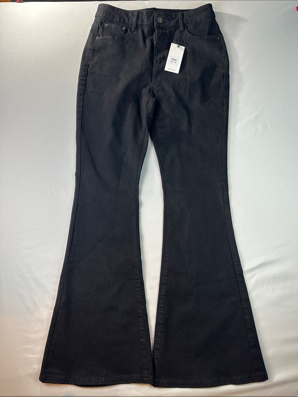 NWT Women's Size 12 Black Wide-Leg Jeans Solid Flare Boho - Picture 2 of 9